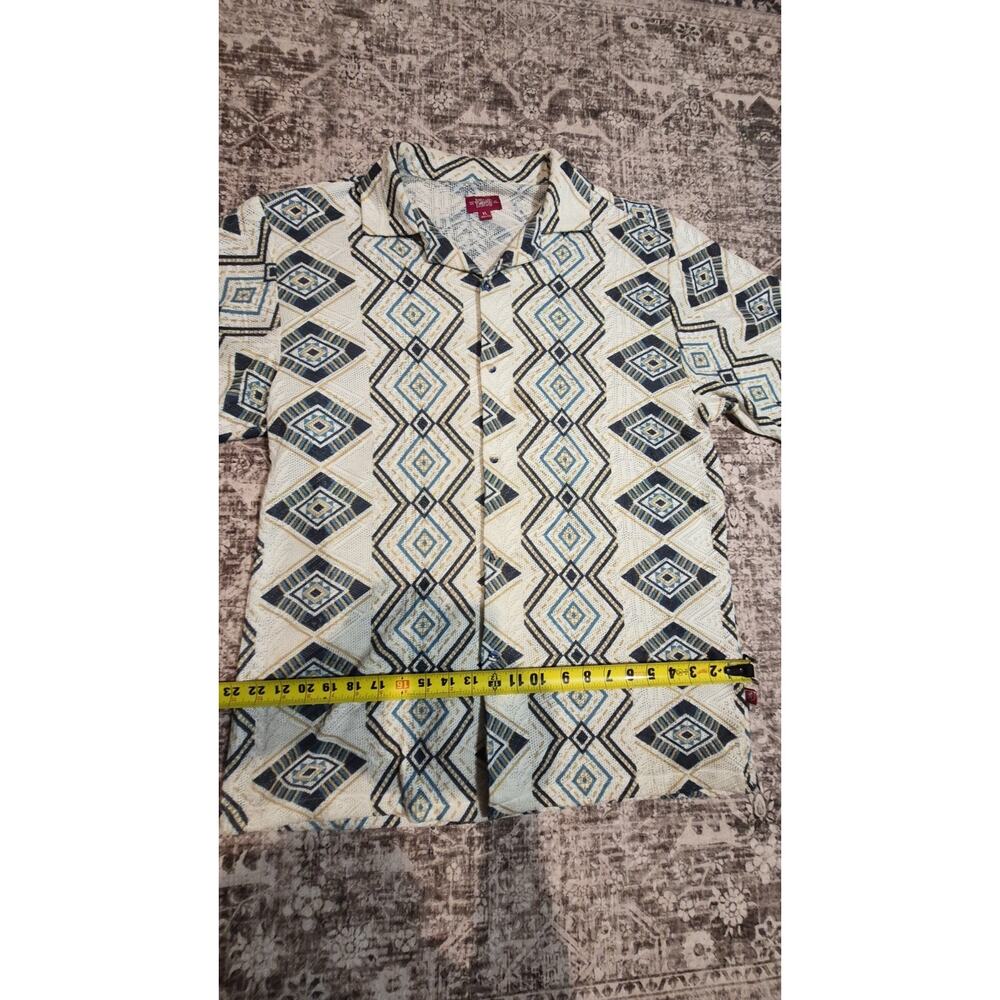 Stacy Adams Jasper Mens XL Geometric Knit Button Down Short Sleeve Shirt - Picture 10 of 11